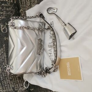 Michael Kors silver leather bag